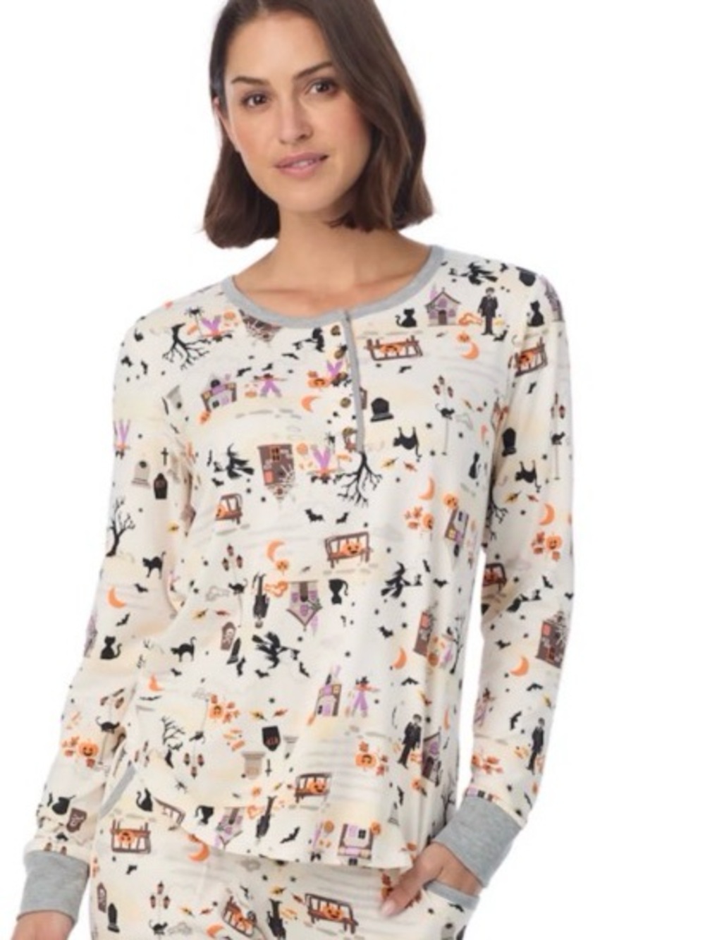 Cuddl Duds small Women's Halloween Pajama Set Polyester Haunted Halloween Print
